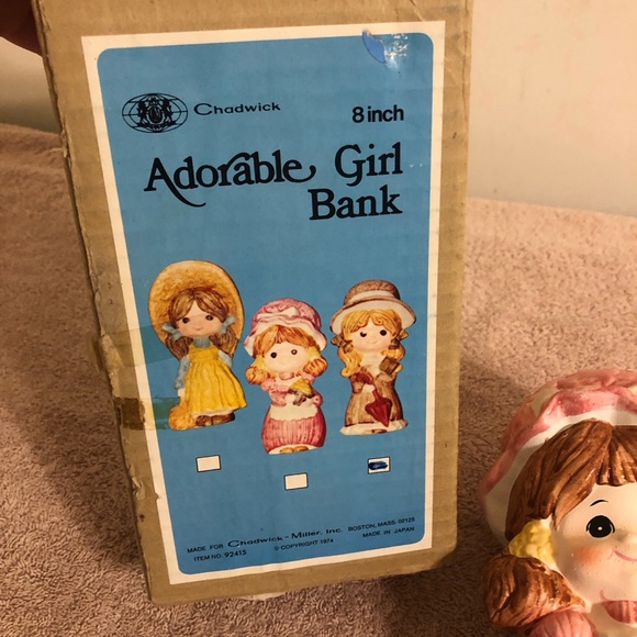 Vintage 1974 Chadwick Miller Adorable Girl Bank Pink 8” Tall NIB Made in Japan - Picture 6 of 8
